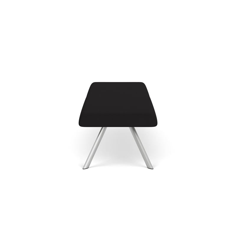 Willow Lounge Lobby Reception Waiting 3 Seat Bench / Silver Steel / Black