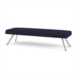 Willow Lounge Lobby Reception Waiting 3 Seat Bench / Silver Steel / Navy Blue