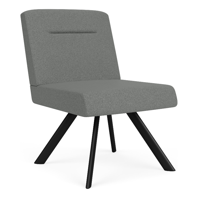 Willow Lounge Reception Waiting Armless Guest Chair / Black Steel / Light Gray