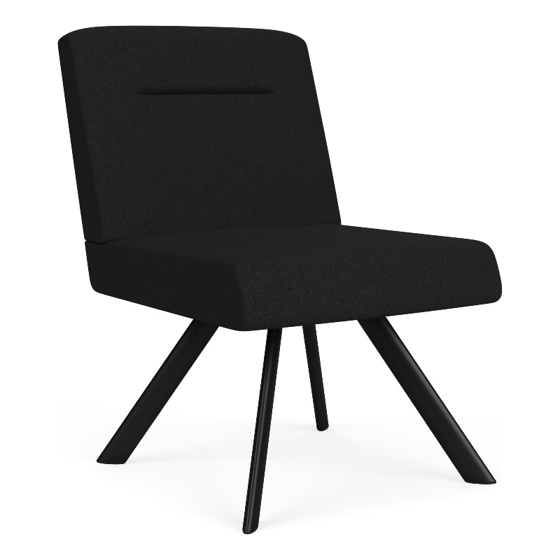 Willow Lounge Lobby Reception Waiting Armless Guest Chair / Black Steel / Black