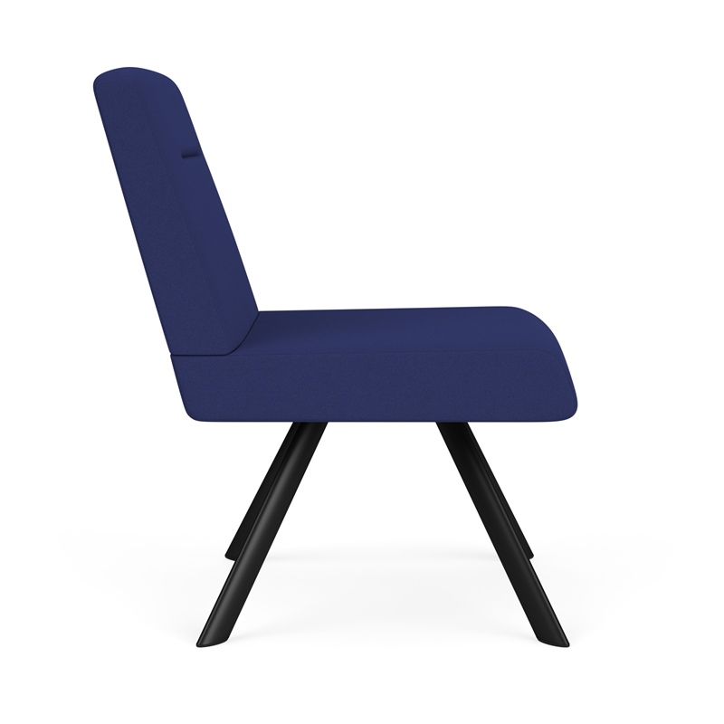 Willow Lounge Lobby Reception Waiting Armless Guest Chair / Black Steel / Blue