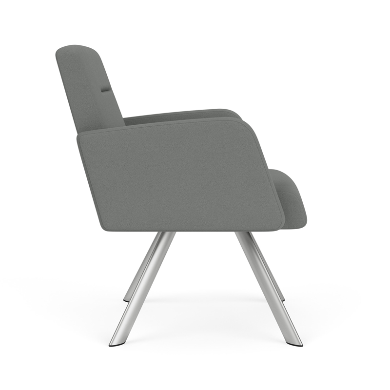 Willow Lounge Lobby Reception Waiting Guest Chair / Silver Steel / Light Gray