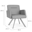 Willow Lounge Lobby Reception Waiting Guest Chair / Silver Steel / Light Gray