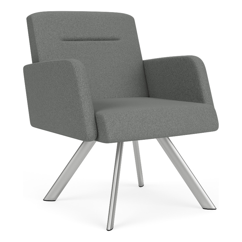Willow Lounge Lobby Reception Waiting Guest Chair / Silver Steel / Light Gray
