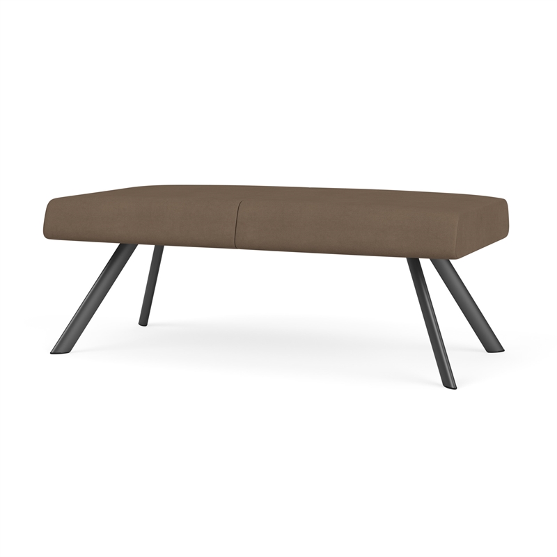 Willow Lounge Lobby Reception Waiting 2 Seat Bench / Charcoal Steel / Brown