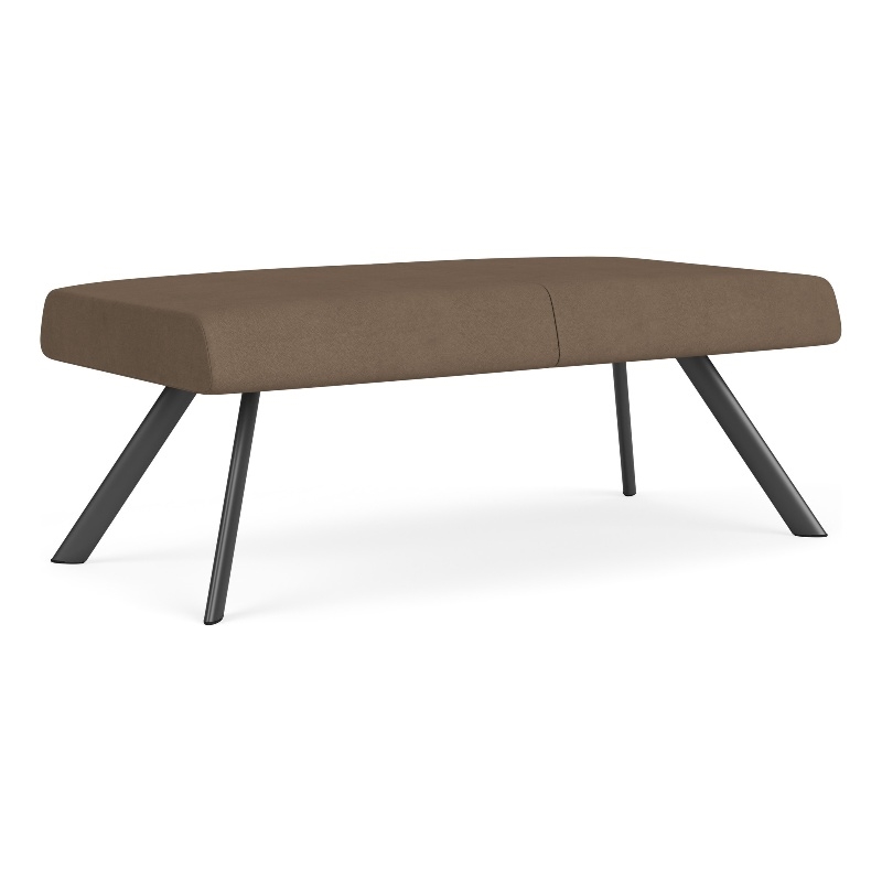 Willow Lounge Lobby Reception Waiting 2 Seat Bench / Charcoal Steel / Brown