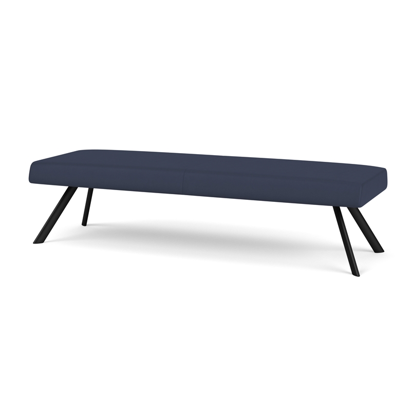 Willow Lounge Lobby Reception Waiting 3 Seat Bench / Black Steel / Blue