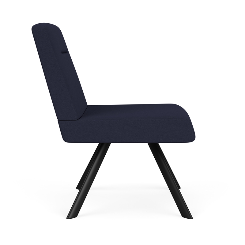 Willow Lounge Reception Waiting Armless Guest Chair / Black Steel / Navy Blue