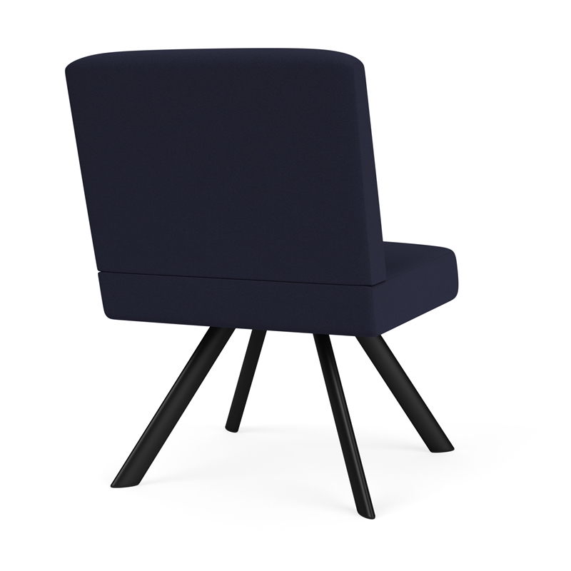Willow Lounge Reception Waiting Armless Guest Chair / Black Steel / Navy Blue