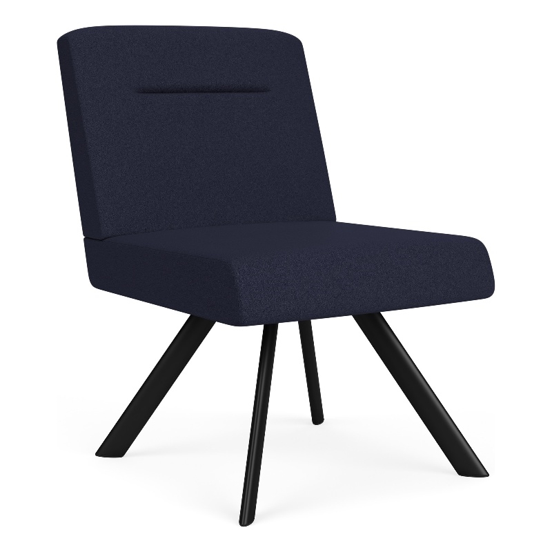 Willow Lounge Reception Waiting Armless Guest Chair / Black Steel / Navy Blue