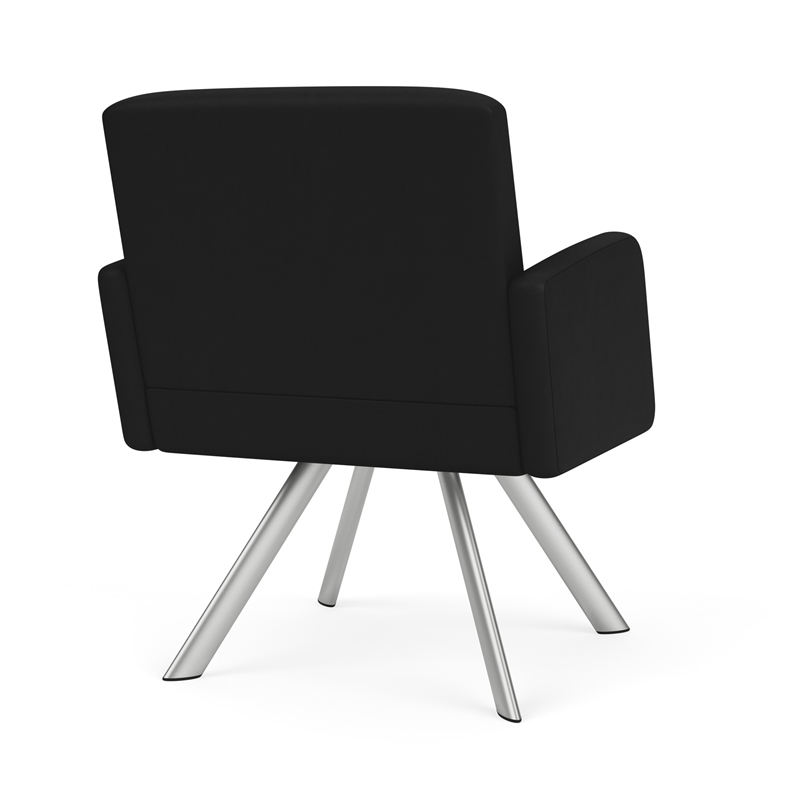 Willow Lounge Lobby Reception Waiting Guest Chair / Silver Steel / Black