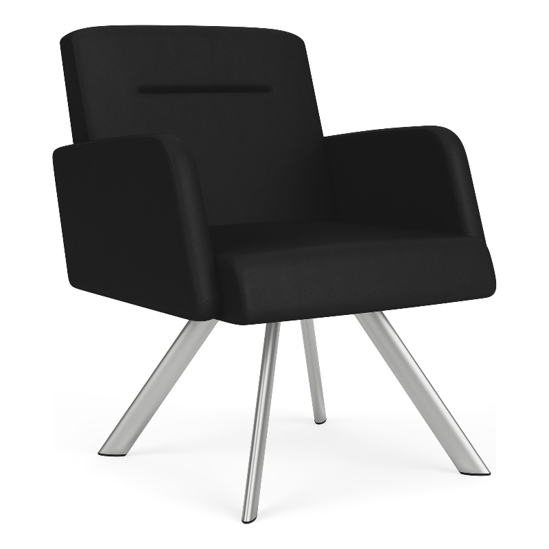 Willow Lounge Lobby Reception Waiting Guest Chair / Silver Steel / Black