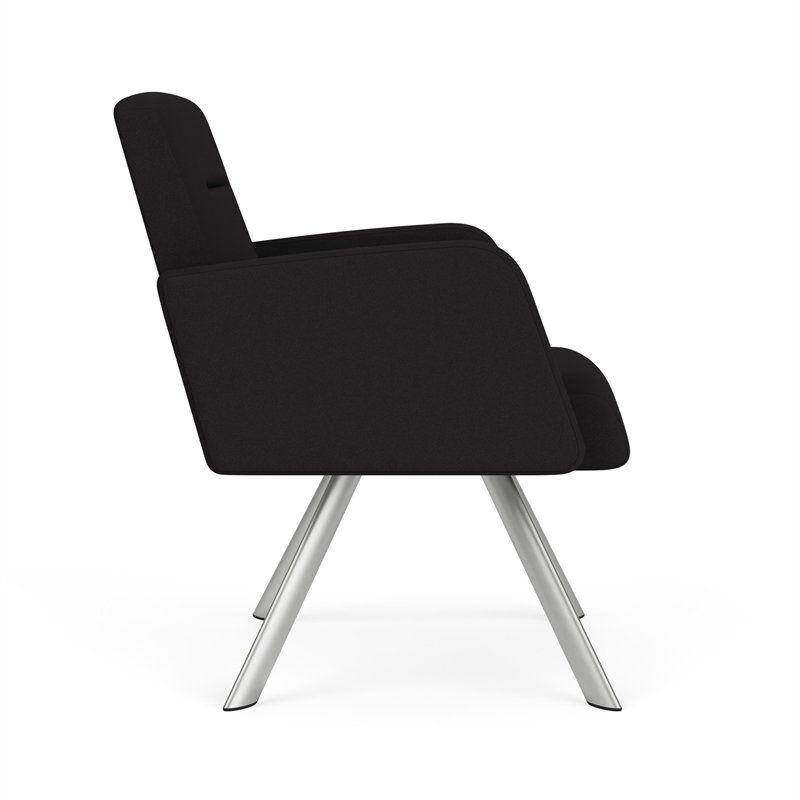 Willow Lounge Lobby Reception Waiting Guest Chair / Silver Steel / Black