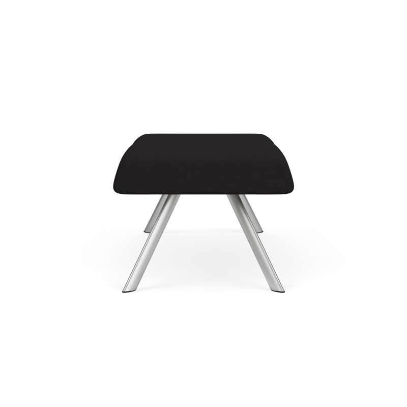 Willow Lounge Lobby Reception Waiting 2 Seat Bench / Silver Steel / Black