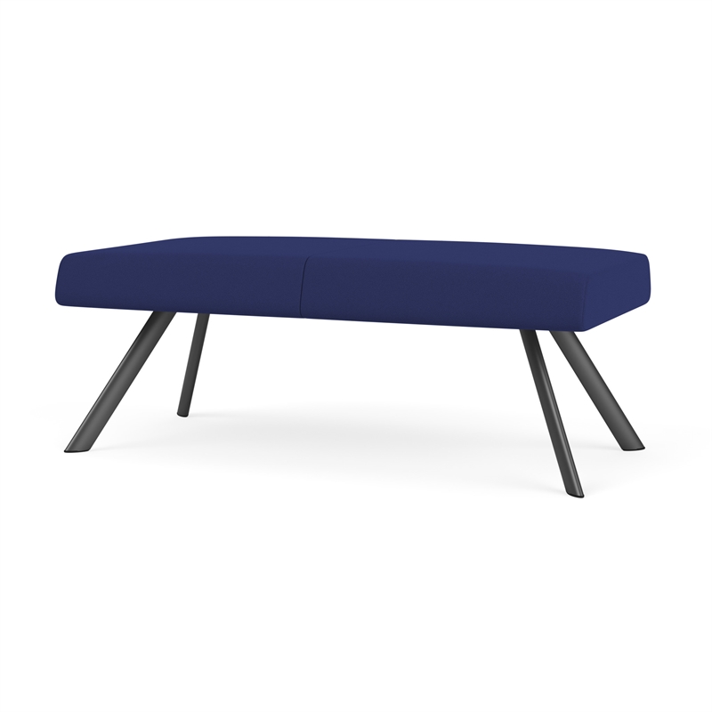 Willow Lounge Lobby Reception Waiting 2 Seat Bench / Charcoal Steel / Blue