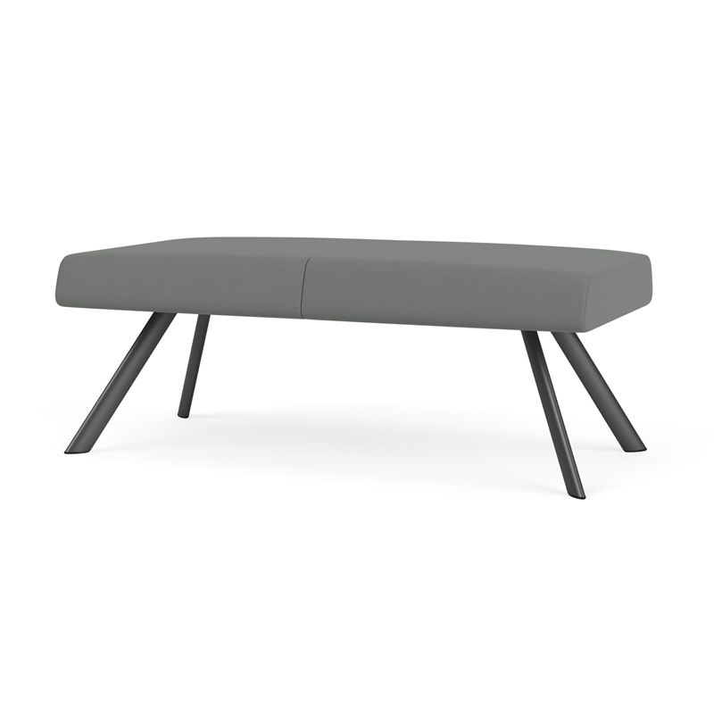 Willow Lounge Lobby Reception Waiting 2 Seat Bench / Charcoal Steel / Light Gray
