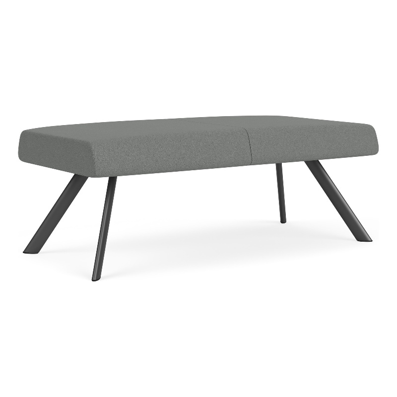 Willow Lounge Lobby Reception Waiting 2 Seat Bench / Charcoal Steel / Light Gray