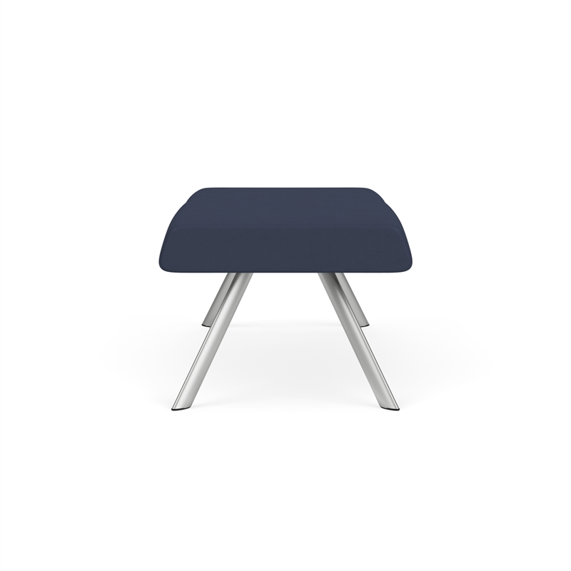 Willow Lounge Lobby Reception Waiting 2 Seat Bench / Silver Steel / Blue