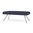 Willow Lounge Lobby Reception Waiting 2 Seat Bench / Silver Steel / Blue