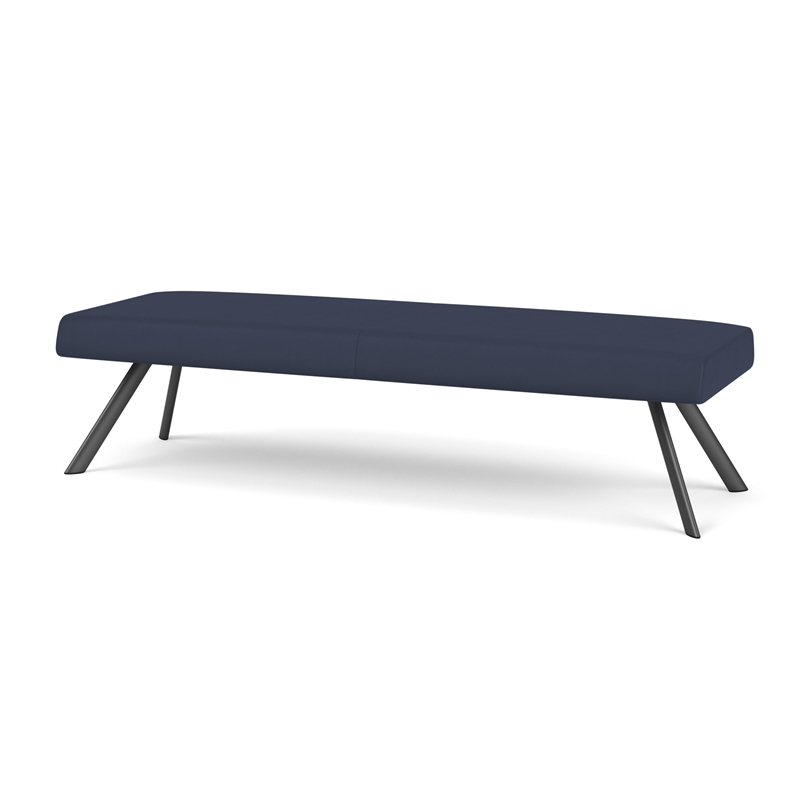 Willow Lounge Lobby Reception Waiting 3 Seat Bench / Charcoal Steel / Blue