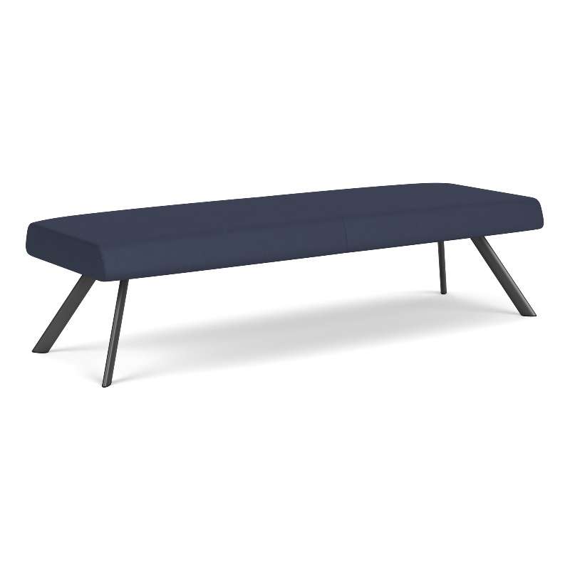 Willow Lounge Lobby Reception Waiting 3 Seat Bench / Charcoal Steel / Blue