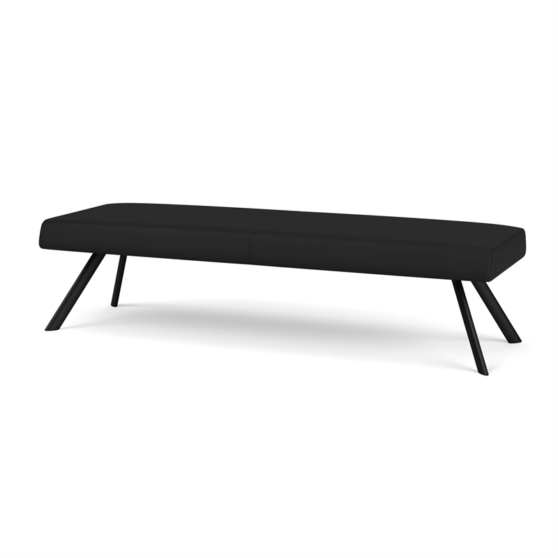Willow Lounge Lobby Reception Waiting 3 Seat Bench / Black Steel / Black