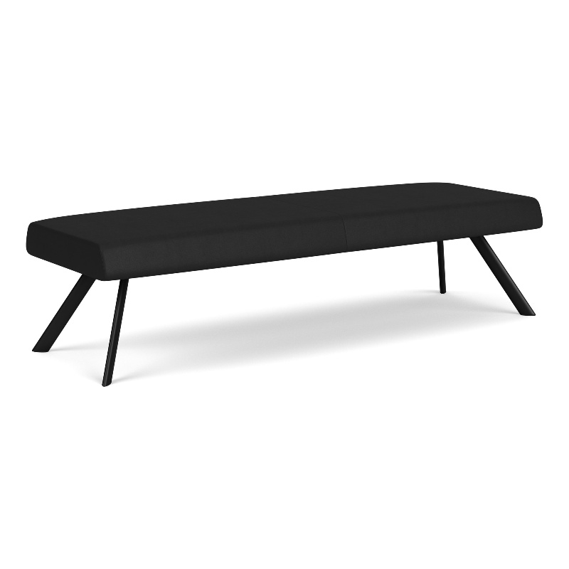 Willow Lounge Lobby Reception Waiting 3 Seat Bench / Black Steel / Black