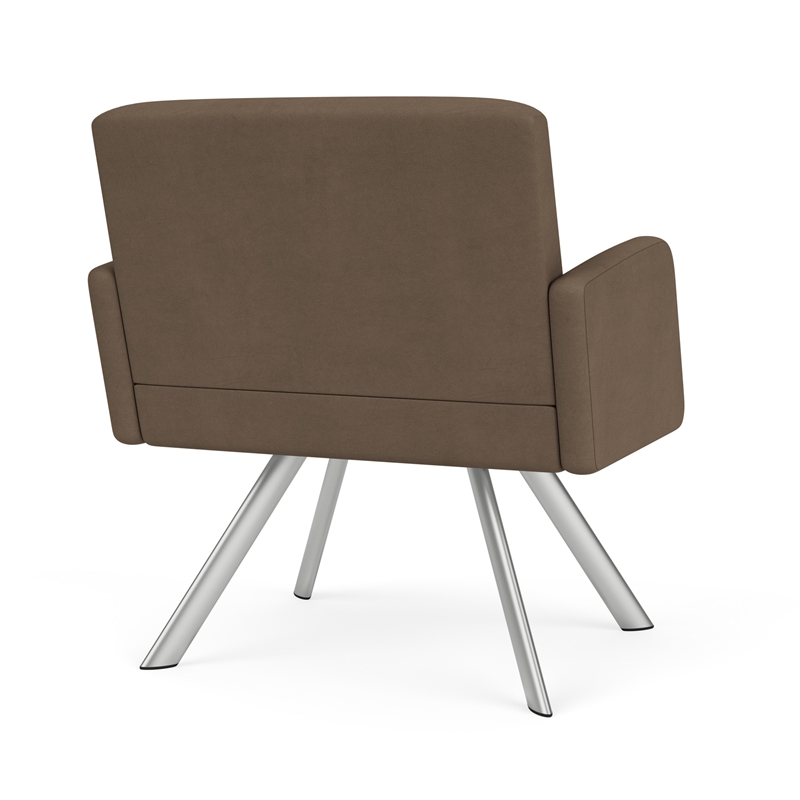 Willow Lounge Lobby Reception Waiting Bariatric Chair / Silver Steel / Brown