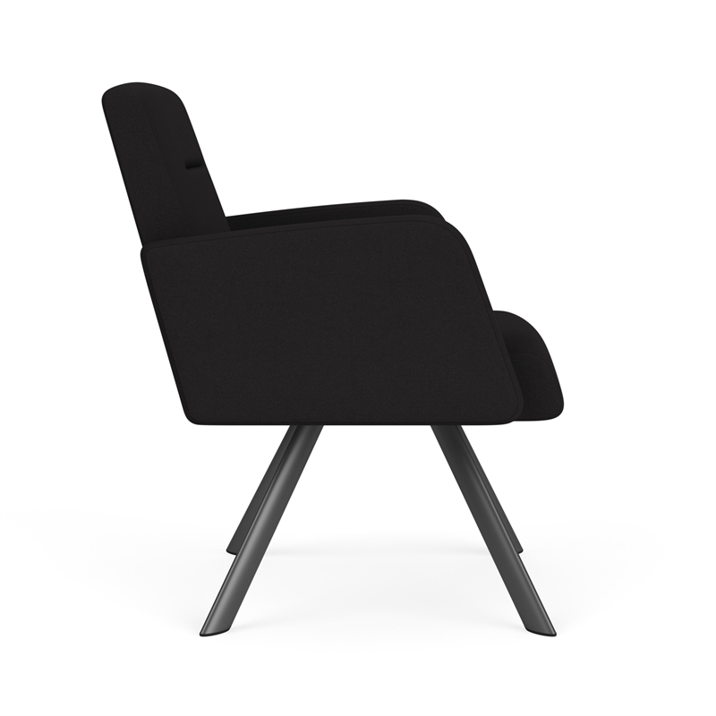 Willow Lounge Lobby Reception Waiting Guest Chair / Charcoal Steel / Black