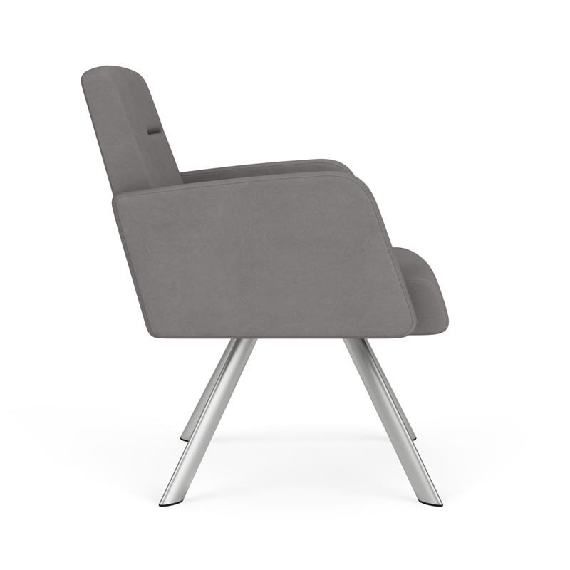 Willow Lounge Lobby Reception Waiting Guest Chair / Silver Steel / Light Gray