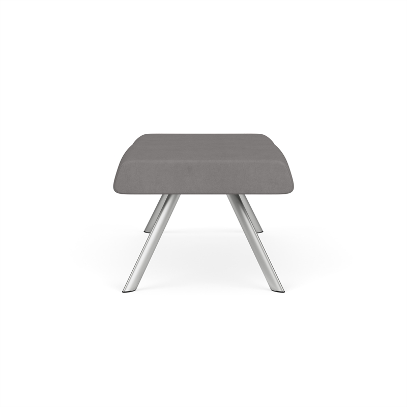 Willow Lounge Lobby Reception Waiting 2 Seat Bench / Silver Steel / Light Gray