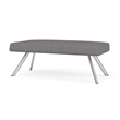 Willow Lounge Lobby Reception Waiting 2 Seat Bench / Silver Steel / Light Gray