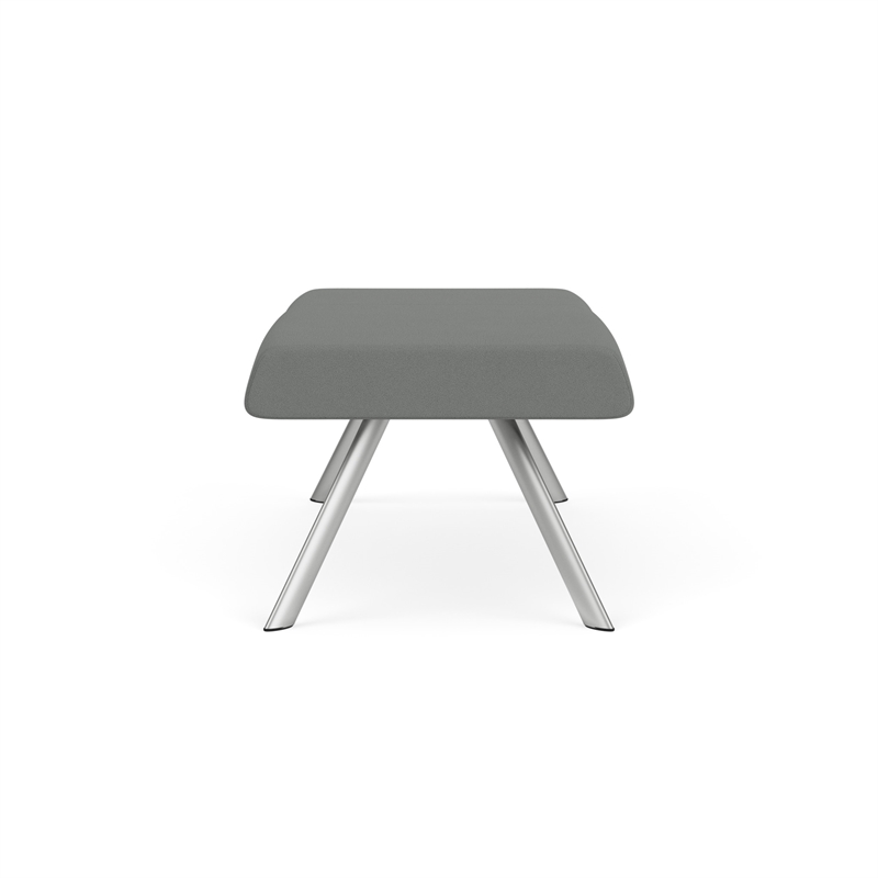 Willow Lounge Lobby Reception Waiting 2 Seat Bench / Silver Steel / Light Gray