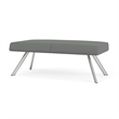 Willow Lounge Lobby Reception Waiting 2 Seat Bench / Silver Steel / Light Gray