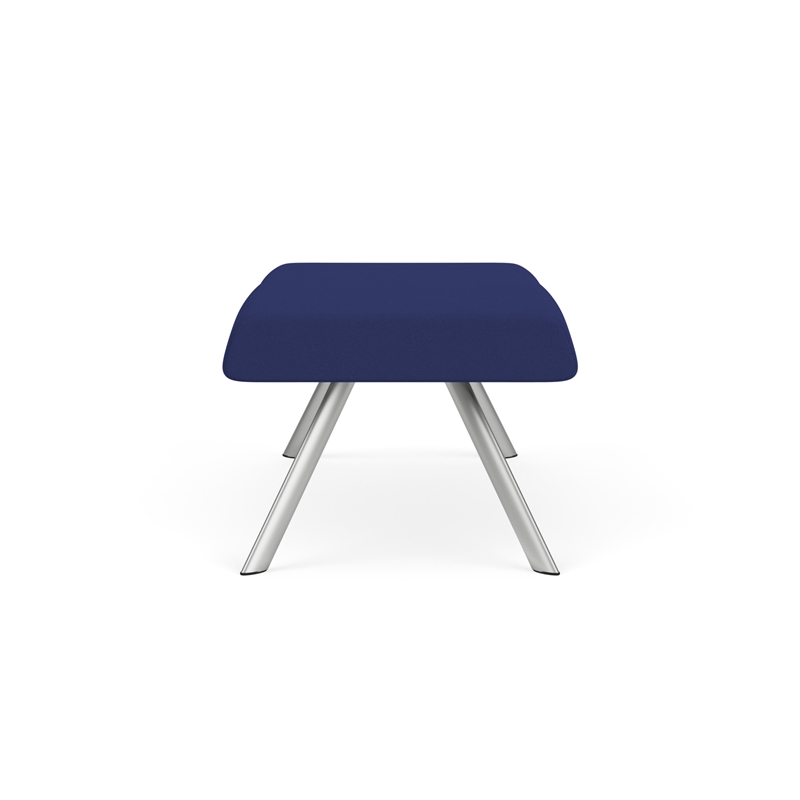 Willow Lounge Lobby Reception Waiting 2 Seat Bench / Silver Steel / Blue