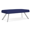 Willow Lounge Lobby Reception Waiting 2 Seat Bench / Silver Steel / Blue