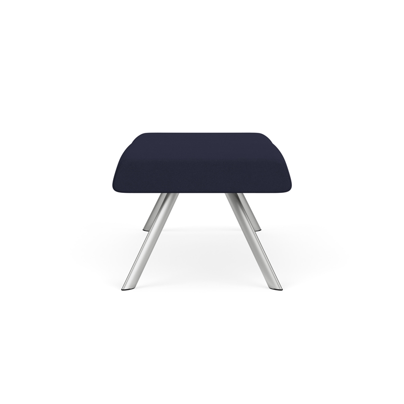 Willow Lounge Lobby Reception Waiting 2 Seat Bench / Silver Steel / Navy Blue