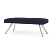 Willow Lounge Lobby Reception Waiting 2 Seat Bench / Silver Steel / Navy Blue