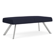 Willow Lounge Lobby Reception Waiting 2 Seat Bench / Silver Steel / Navy Blue