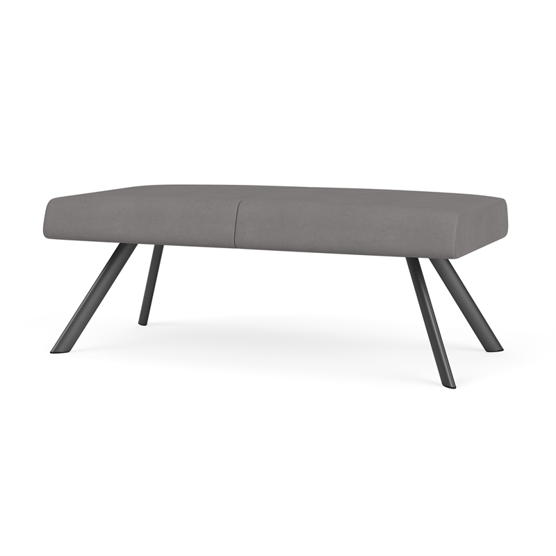Willow Lounge Lobby Reception Waiting 2 Seat Bench / Charcoal Steel / Light Gray