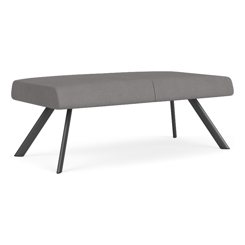 Willow Lounge Lobby Reception Waiting 2 Seat Bench / Charcoal Steel / Light Gray