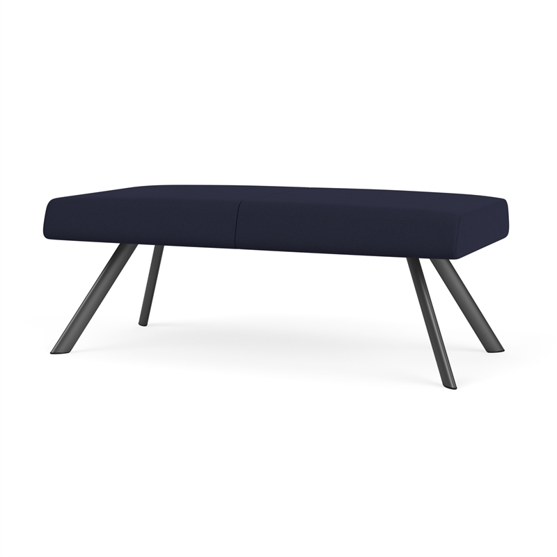 Willow Lounge Lobby Reception Waiting 2 Seat Bench / Charcoal Steel / Navy Blue