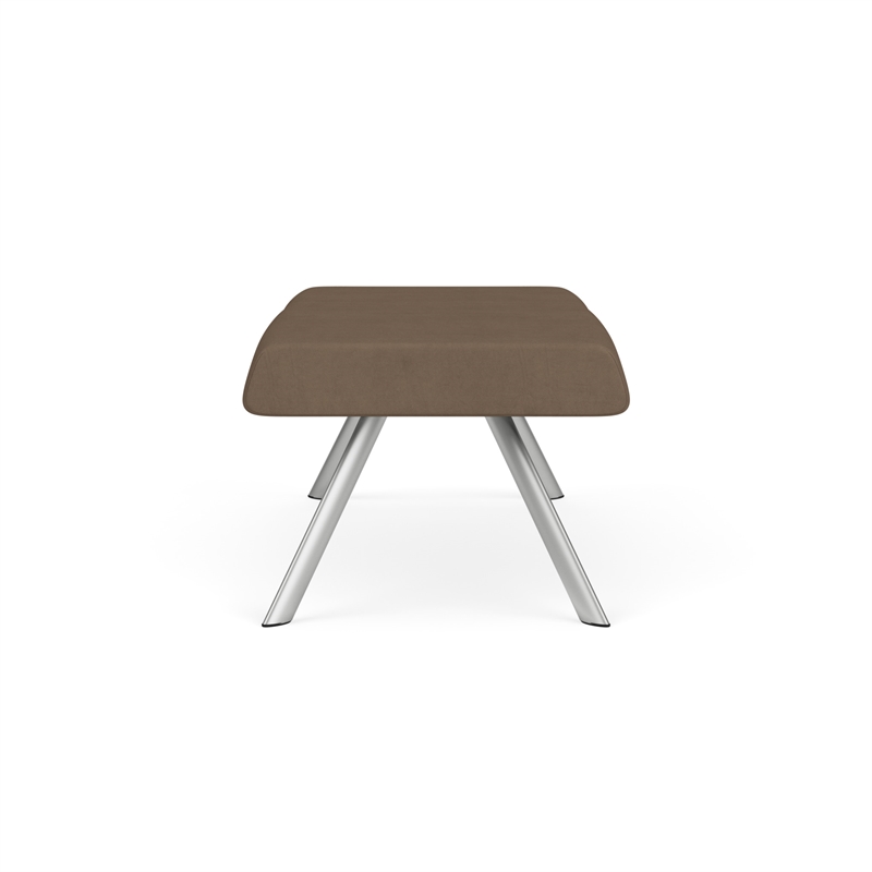 Willow Lounge Lobby Reception Waiting 2 Seat Bench / Silver Steel / Brown
