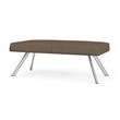Willow Lounge Lobby Reception Waiting 2 Seat Bench / Silver Steel / Brown