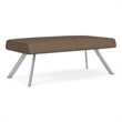 Willow Lounge Lobby Reception Waiting 2 Seat Bench / Silver Steel / Brown