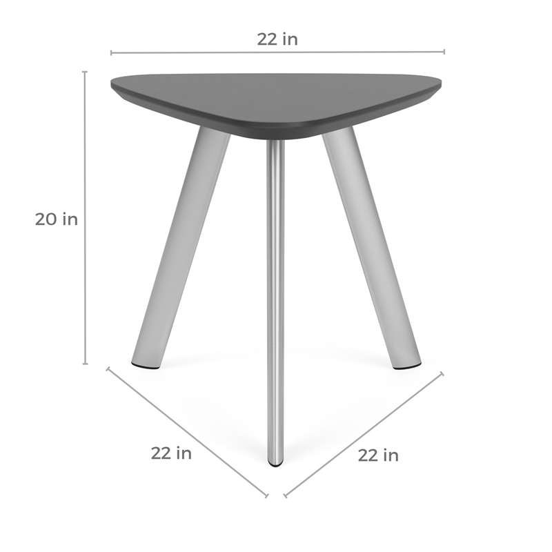 Willow Lounge Reception Waiting Room End Table HPL Top / Silver Steel / Black