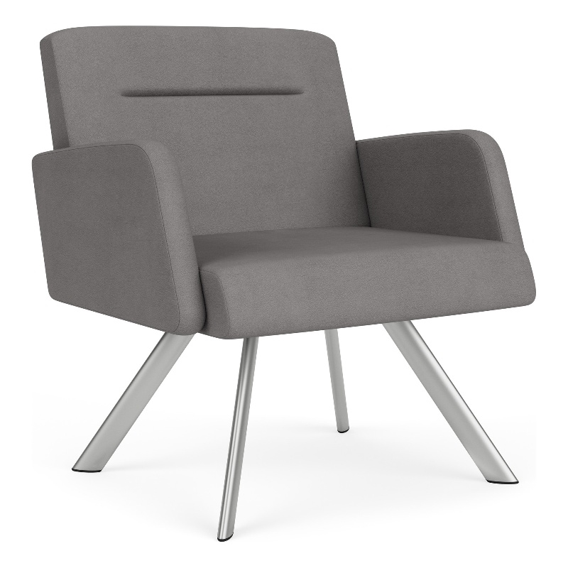 Willow Lounge Reception Waiting Bariatric Chair / Silver Steel / Light Gray
