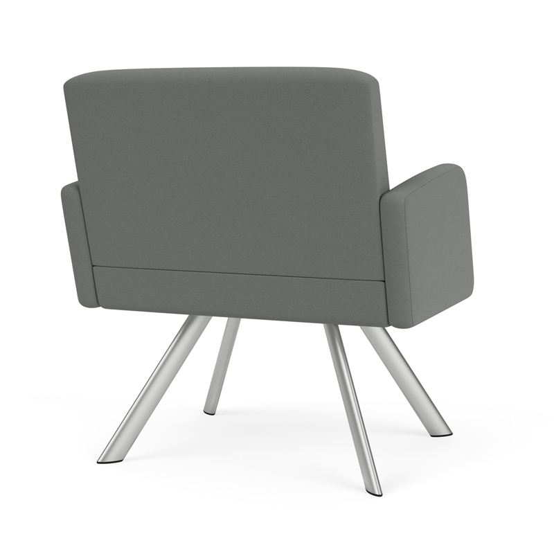 Willow Lounge Reception Waiting Bariatric Chair / Silver Steel / Light Gray