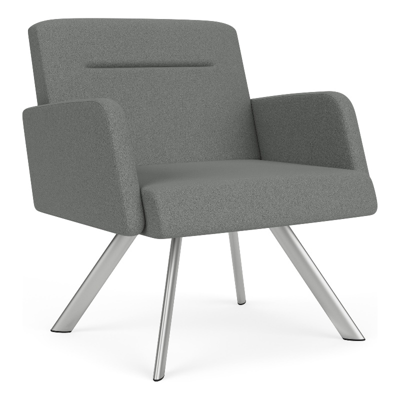 Willow Lounge Reception Waiting Bariatric Chair / Silver Steel / Light Gray