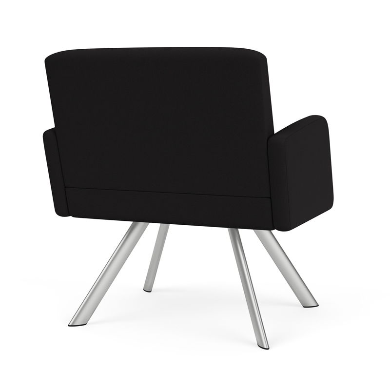 Willow Lounge Lobby Reception Waiting Bariatric Chair / Silver Steel / Black